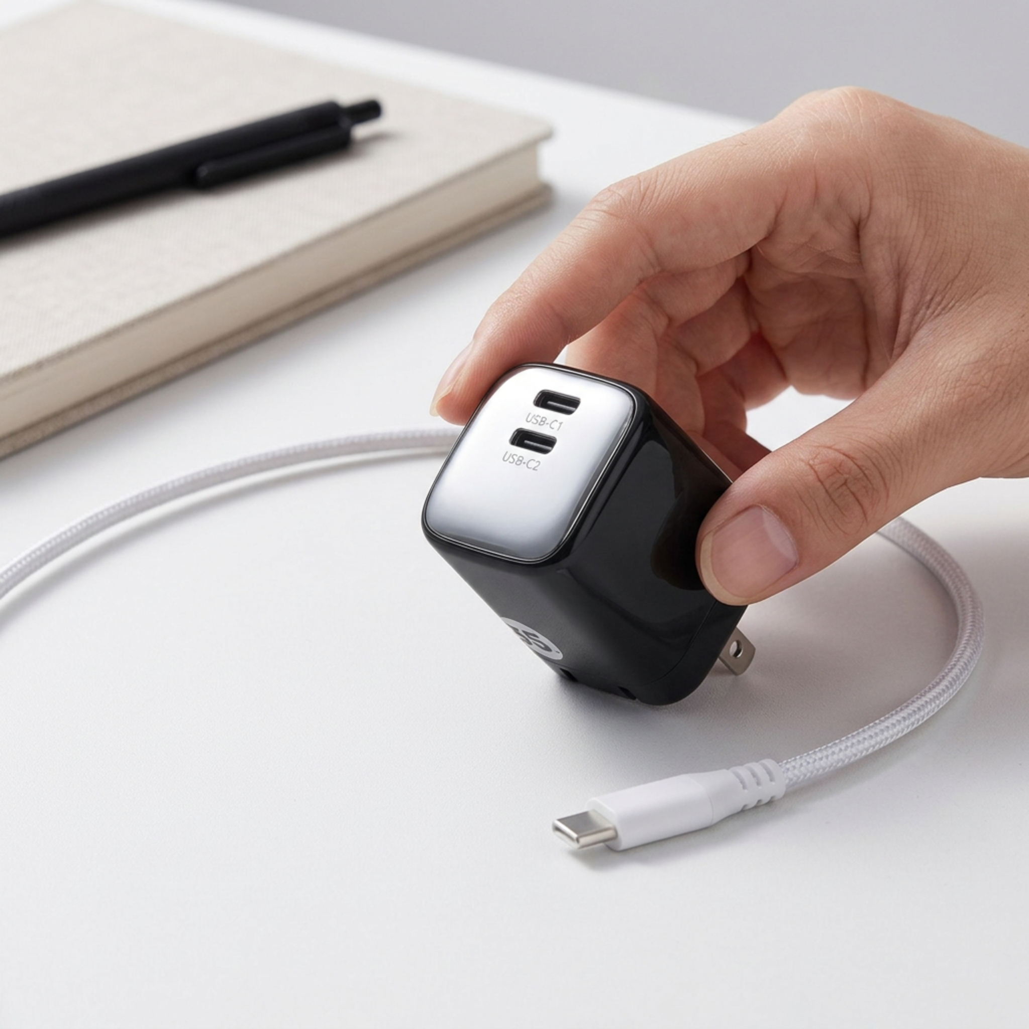 35W GaN USB-C Wall Charger, 2-Port Fast Charging Block | AMWA Surge Series